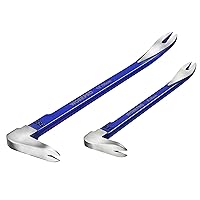 WORKPRO 2-Piece Nail Puller Set, 12” Pry Bar, 8” Mini Crowbar, Cats Paw Nail Remover, Claw Bar, for Kitchen Remodel, Prying Apart Baseboard, Multi-sided Forged Steel Made