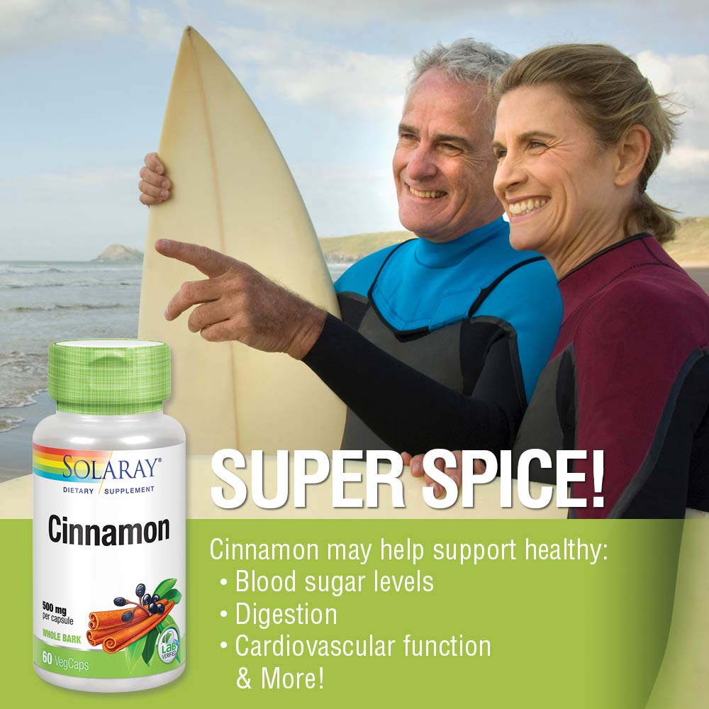 SOLARAY Cinnamon Bark 1000 mg | Healthy Digestive Function | Antioxidant | 60 VegCaps