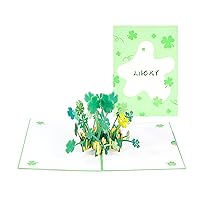 Patricks Day Shamrock 3D Popup Card Funny Shamrock Good Luck Four-Leaf Greeting Card Celebration Birthday Holiday Gift 3D Paper Carving