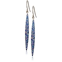 Amazon Collection Sterling Silver Pave Blue Crystal Elongated Drop Earrings