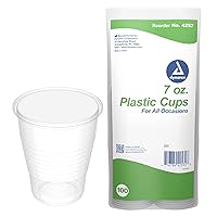Dynarex Disposable Clear Drinking Cups - Single Use Plastic Cups for Office, Hospital, Clinic - Beverage Containers with Rolled Rim, Ribbed Center - 7oz, Bulk Supplies Box of 100
