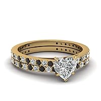 Choose Your Gemstone Classic Delicate Diamond CZ Wedding Set yellow gold plated Heart Shape Wedding Ring Sets Everyday Jewelry Wedding Jewelry Handmade Gifts for Wife US Size 4 to 12