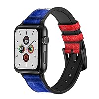 CA0541 Haiti Flag Leather & Silicone Smart Watch Band Strap for Apple Watch iWatch Size 42mm/44mm/45mm