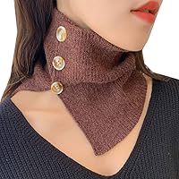 YEKEYI Knitted Fake Collar for Women High Collars Lapel Wrap Button Choker Collar Detachable Collar