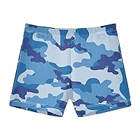 Boys' Swim Boxer Shorts Army Blue Military Camo Kid's Swimwear Swim Trunks 3-10T