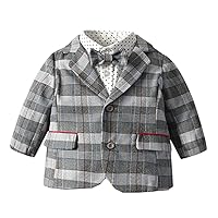 Boys' Casual Houndstooth Suit Blazer Two Buttons Peak Lapel Jacket
