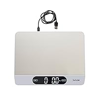 Taylor 22LB High Capacity Kitchen Food Scale with Stainless Steel Surface, Backlit Display, and USB Recharging Cord Included, White