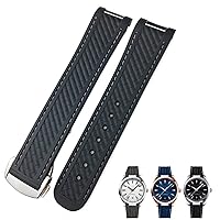 19mm 20mm Curved End Rubber Watchband Fit for Omega Seamaster 300 AT150 Aqua Terra 8900 Speedmaster Silicone Watch Strap Tools (Color : Black White Round, Size : 19mm)