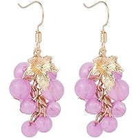 Cute Purple Grapes Fruits Dangle Drop Earrings for Women Girls Statement Jewelry Gifts, M, Zinc, No Gemstone
