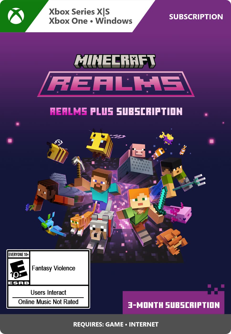 Minecraft Realms Plus 3-Month Subscription Standard - Xbox & Windows 10 [Digital Code]