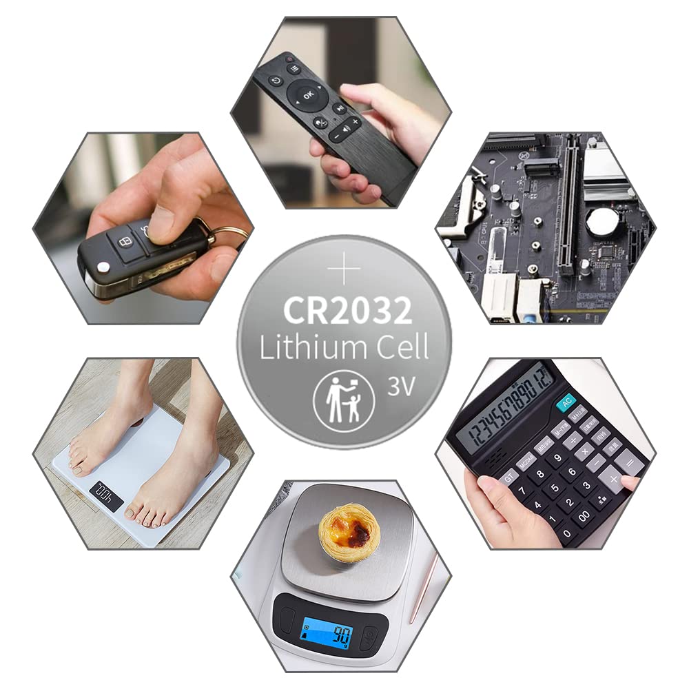 JUNPOWER CR2032 3V Lithium Battery (20pcs), Compatible with AirTag, Key Fobs, Smart Sensors, Scales, Candles and More