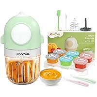 Zooawa Baby Food Maker, 13-in-1 Baby Food Processor for Baby Food, Baby Puree, Fruit, Vegatable, Meat, Baby Food Blender with Baby Food Containers, Silicone Spoon, Baby Essentials Gift Set, Pea Green