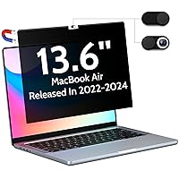 Magnetic Privacy Screen Compatible With Macbook Air 13.6 Inch (2022-2024, M2, M3) Model: A2681 A3113, Removable Matte Anti Glare Blue Light Protector Private Security Filter for 13In Mac Laptop