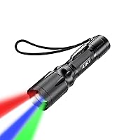 RGBW 4 Modes Flashlight - Red Green Blue White Light Options, Zoomable, Multi-Color Changing, Small Colored LED Torch Waterproof for Night Vision