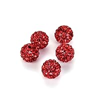 50pcs Adabele Grade A Suncatcher Crystal Rhinestone Pave Loose Beads 8mm Light Siam Red Polymer Clay Disco Spacer Ball Compatible with Shamballa All Other Jewelry Making DB8-6