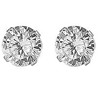 14K White Gold Over Sterling Silver Round D/VVS1 Solitaire Earings Studs For Women (6MM)