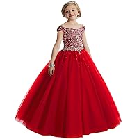 Off Shoulder Crsytal Rhineston Party Gowns Pageant Dresses 14 US Red