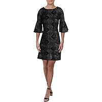 Gabby Skye Women's 3/4 Bell Sleeve Round Neck Lace Fit & Flare Dress