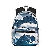 Lightweight Laptop Backpack,Casual Daypack Travel Backpack Bookbag Work Bag for Men and Women-Landscape with Mountains and Clouds