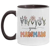 Great Mawmaw Gift - Floral Mug - Gift For New Great Mawmaw - Baby Announcement - Pregnancy Announcement Mawmaw - Mothers Day Gift - Birthday Gift - Black Accents Mug 11oz