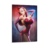 JTIYOPOE Anime Cartoon Jessica Rabbit Poster Wall Art Picture Canvas Wall Art Prints for Wall Decor Room Decor Bedroom Decor Gifts 08x12inch(20x30cm) Frame-style