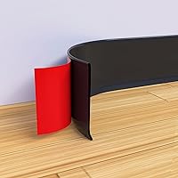 Flexible Baseboard Trim - Vinyl Cove Base Peel and Stick Baseboards Molding Trim Self Adhesive Wall Base Floor Baseboard Corner Rubber Moulding Trim (4 Inch X 20 Feet, Black)