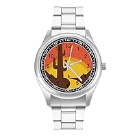 Arizona Cactus Desert Men's Quartz Watch Stainless Steel Wrist Watch Classic Casual Watch for Women