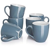 Coffee Mugs Set, 18 Ounce Large Coffee Mugs Set of 6 for Men Women Mom Dad, Ceramic Mugs with Handle for Coffee, Tea, Birthday, DIY Paint, Dishwasher & Microwave Safe, Airy Blue