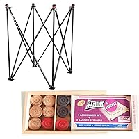 AnNafi® Professional Carrom Board Stand | Easy Adjustable & Foldable Four Fold Carrom Stand with Compact Design & Wooden Carrom Board Game Coins and 2 Striker Set,Wooden Checkers