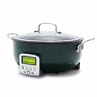 GreenPan Elite Essential Smart Electric 6QT Skillet Pot,Sear Saute Stir-Fry and Cook Rice, Healthy Ceramic Nonstick and Dishwasher Safe Parts, Easy-to-use LED Display, PFAS-Free, Ponderosa Pine