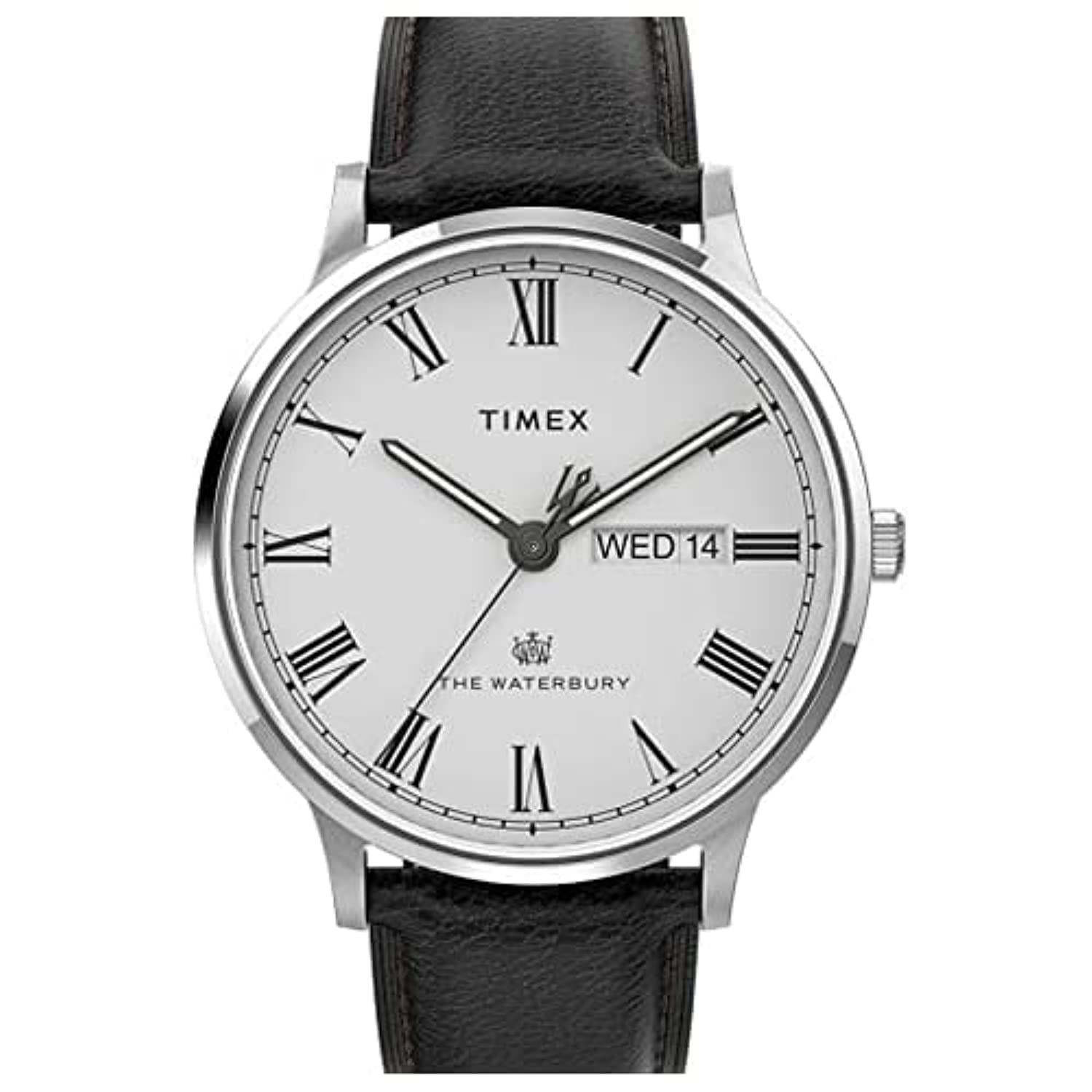 Timex Men's Waterbury Classic Day-Date 40mm TW2U88400VQ Quartz Watch, Black/Silver-Tone/White