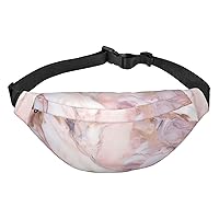 Pink White Marble Pattern Print Fanny Packs for Women Men Crossbody Waist Bag Waterproof Belt Bag with Adjustable Strap