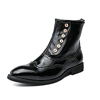 Mens Brogue Leather High Top Boots Fashion Oxford Pointy Toe Dress Formal Shoes