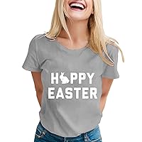 Plaid Shirts for Women Spring Red and Black Women's Happy Easter T Shirt Funny Bunny Graphic Cool Tee Rabbit L