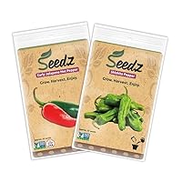 Bundle and Save! - Organic Shishito Pepper Seeds, APPR. 55, Organic Jalapeno Pepper Seeds, APPR. 50, Heirloom Vegetable Seeds, Certified Organic, Non GMO, Non Hybrid, USA