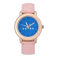 Duck Waterfowl Hunting Heartbeat Fashion Leather Strap Women's Watches Easy Read Quartz Wrist Watch Gift for Ladies