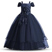 NNJXD Girl Embroidery Strapless Shoulder Lace Princess Pageant Dress Prom Ball Gown