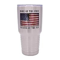Rogue River Tactical Home of the Free USA Flag Military Veteran 30 Oz. Travel Tumbler Mug Cup w/Lid Vacuum Insulated Hot or Cold Gift