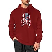 America Skull Flag Graphic Hooded Sweatshirt for Men Women Long Sleeve Hoodie Pullover Fall Tops with Pocket