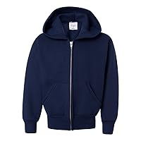 Hanes Boys' EcoSmart Full Zip Hooded Jacket, Navy, Medium