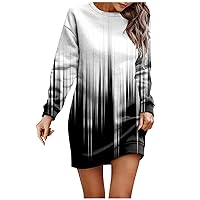 Ugly Sweater Dress for Women, Long Sleeve Dress Women Casual Printed Pullover Hip Pack Dress Sweater Autumn Dresses 2024 Trendy Fancy Sweater Dress Party Dresses Casual Maxi (L, Dark Gray)