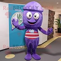 Purple Spinach mascot costume character dressed with a One-Piece Swimsuit and Beanies