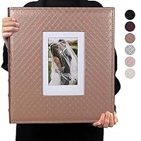 RECUTMS 4x6 Photo Album 600 Photos Large Capacity Black Inner Page Button Grain Leather Pockets Family Album Book Horizontal & Vertical Photos (Light Brown)13.6 x 13.2 x 2.2 inches