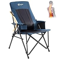 PORTAL Camping Chair with Lumbar Support for Adults Folding Portable High Back Oversized, 400LBS