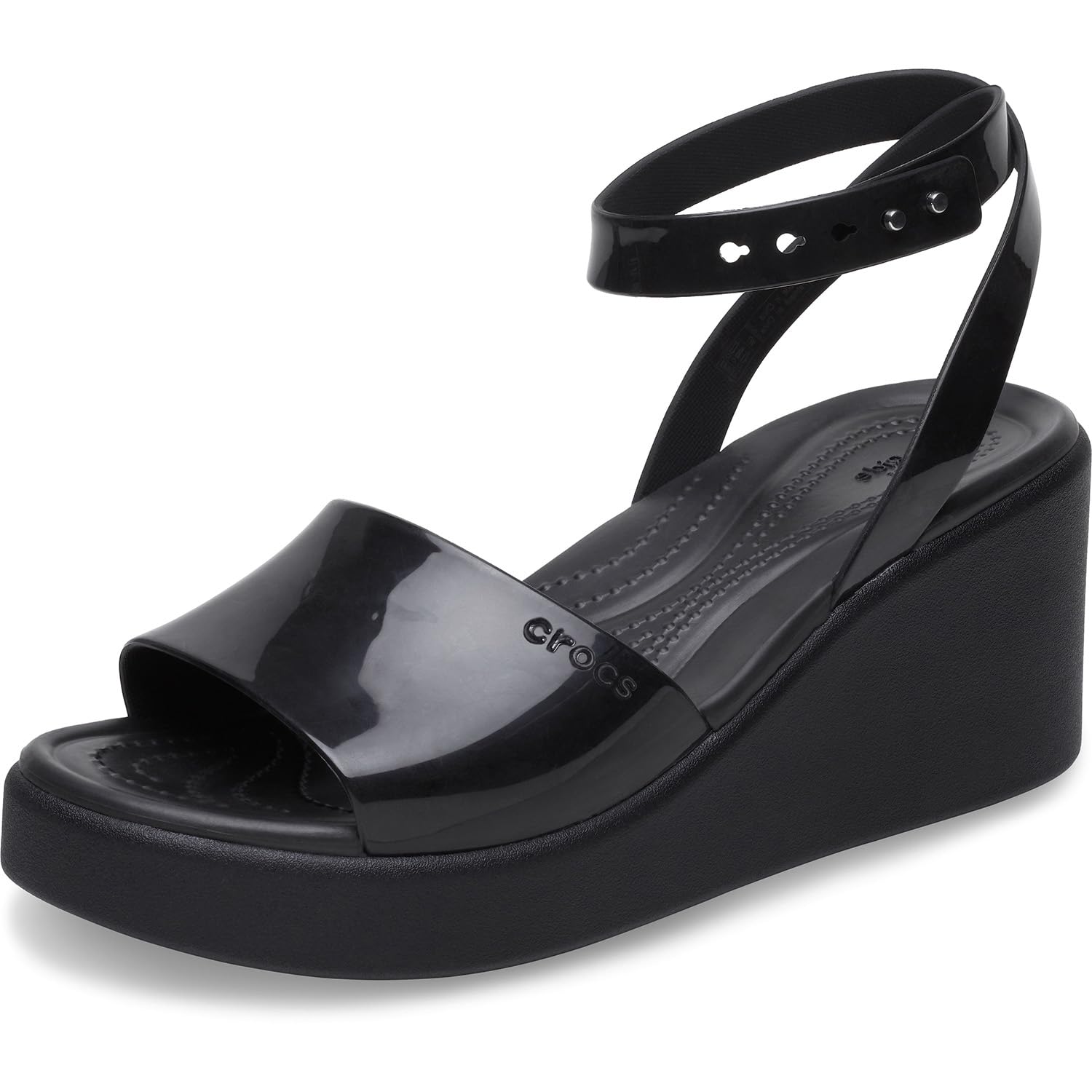 Crocs Brooklyn Ankle Strap Wedges for Women - Thermoplastic Upper - Thermoplastic Lining and Footbed