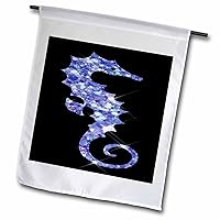 3dRose Glam Blue Image Of Chunky Glitter Seahorse Illustration - Flags (fl_357035_1)