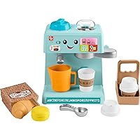 Fisher-Price Toddler Toy Laugh & Learn Learn & Serve Coffee Cafe Playset with Smart Stages & 10 Pretend Play Pieces for Ages 18+ Months