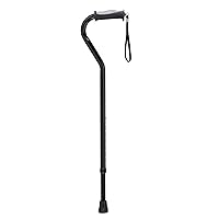Drive Medical Adjustable Height Offset Handle Cane with Gel Hand Grip, Black
