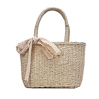 Rattan Large Capacity Tote Bag Women Tassel Weave Handbag Summer Beach Straw Basket Shoulder Bag One Size