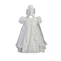 Ruffled White Christening Baptism Organza Dress with Organza Cape and Bonnet